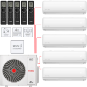 Мульти-сплит-система Funai серии KIRIGAMI RAM-I-5KG120HP.01/U + 5 внутренних блоков серии DAIJIN (9+9+9+9+9)