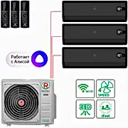 Мульти-сплит-система Royal Clima 4RMX-28HN/OUT + 3 внутренних блока серии VENTURO NERO (9+9+9) черный