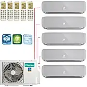Мульти-сплит-система Hisense AMW-42U4SE + F15E(Е) + 5 внутренних блоков серии PREMIUM SILVER (9+9+9+9+9) серый, серебряный
