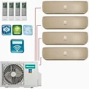 Мульти-сплит-система Hisense AMW5-36U4RQC + 4 внутренних блока серии PREMIUM CHAMPAGNE FM (9+9+9+9) бежевый, золотой, шампань